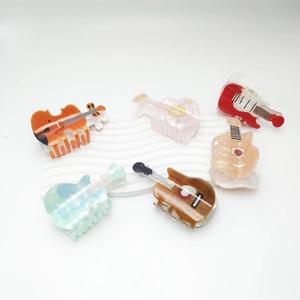 Acrylic Violin Guitar Shape Hair Claws Women Creative Musical Instrument Acetate Texture Hair Clips Music Festival Accessories