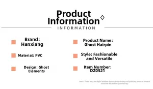 Detailed product specifications for the stylish PVC ghost pattern square hair claw clip