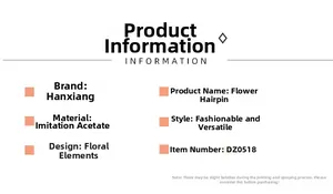 Detailed specifications of flower hair claw made from premium faux acetate material
