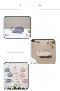 Detail of glitter whale and shell hair clips with glossy pearlescent finish and rhinestones