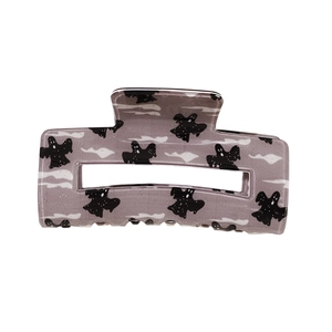 Ghost pattern Halloween hair claw clip in purple acetate with festive dark elements