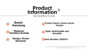 Detailed product information of sea series hair clips made of acetate fiber material