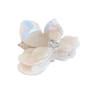 Iridescent bougainvillea flower hair claw clip with crystal center for women