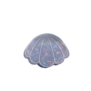 Elegant iridescent blue marble shell hair claw clip with rhinestones for women