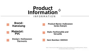 Detailed specification chart for Halloween ghost spider web hair claw made of PVC