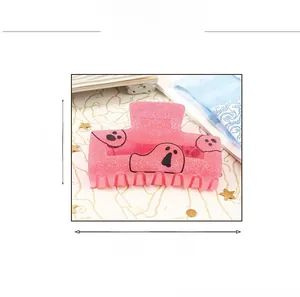 Pink glitter Halloween ghost hair claw clip with specific dimensions 8.4cm by 4.6cm