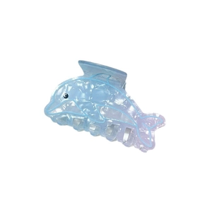 Ocean series dolphin hair claw clip with blue and purple gradient in pearl texture