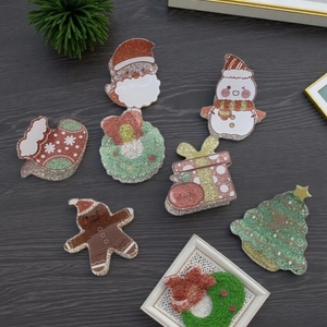 Christmas Acrylic Glitter Hair Claw Clip For Women Girls Santa Claus Snowman Christmas Tree Holiday Hair Accessories