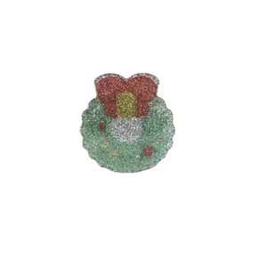 Cute acrylic Christmas wreath hair claw clip with green glitter and red bow decoration