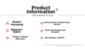 Detailed product specifications and parameters for striped fabric hair claw clip