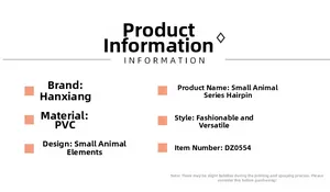 Liste détaillée des pinces à cheveux en PVC avec animaux de dessin animé et paramètres