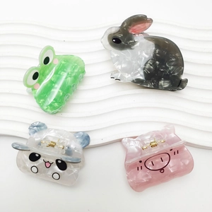 Pinces Crabes Animaux en Acrylique Mignon Panda Cochon Lapin Grenouille Pinces à Cheveux Accessoires Cheveux pour Femmes Filles