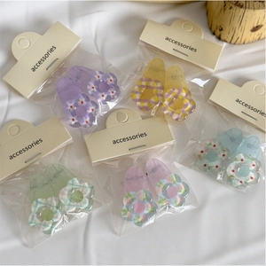 Sweet Rabbit Flower Hair Clips For Women Girls Macaron Color Plaid Polka Dot Floral Duckbill Clips Daily Hair Accessories