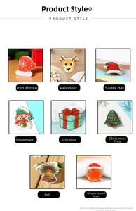 Vue détaillée de huit mini pinces à cheveux de Noël avec rennes et motifs de Père Noël
