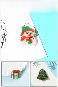 Détails des mini-pinces à cheveux en acrylique à motifs de bonhomme de neige et sapin