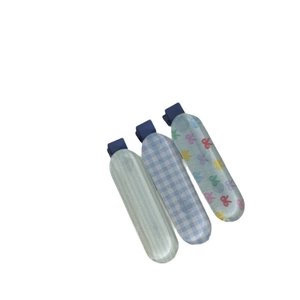 Three-piece jelly colored rabbit hair clip set with blue stripes and bow patterns