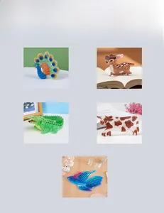 Detailed animal-shaped acetate hair claws including dinosaur and deer patterns