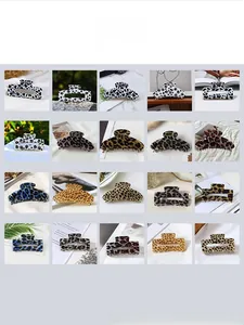 Detailed catalog of leopard print and animal pattern rectangle claw hair clips