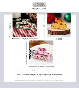 Guide des tailles des pinces à cheveux de Noël en PVC avec motifs festifs et poids