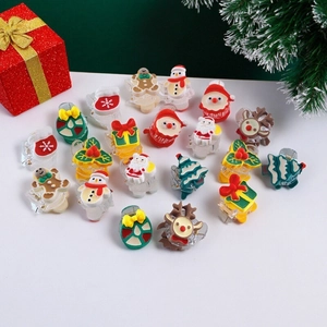 Christmas hair claw clips set featuring Santa, reindeer, and snowman holiday designs