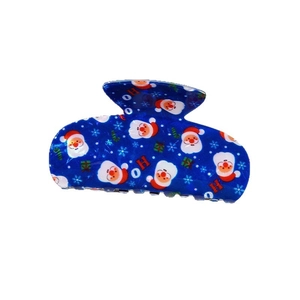 Pince à cheveux de Noël bleu marine avec motifs Père Noël et imprimés festifs HO HO
