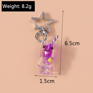Detailed size and weight specs of purple luminous drink cup keychain with star hook