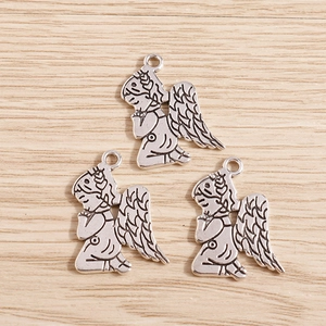 Set di tre ciondoli a forma di angelo vintage in lega per la creazione di collane DIY