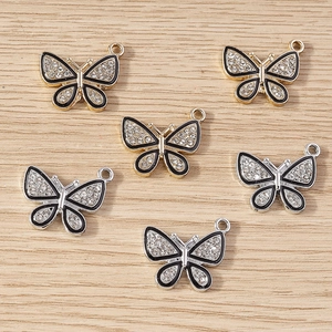 Pendentif Papillon en Alliage avec Strass Breloques DIY pour Bracelet Collier Fabrication de Bijoux Accessoires Papillon en Émail Or Argent