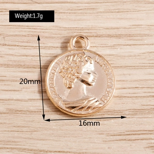 Pendentifs pièces romaines dorées avec relief et boucle DIY pour création bijoux