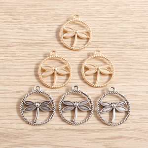 Fashion dragonfly metal charms with round rope texture for DIY necklaces and bracelets