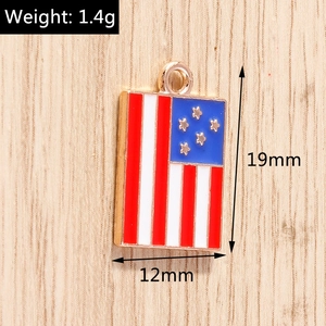 Detailed view of enamel US flag star pendant measuring 19mm by 12mm for DIY crafts