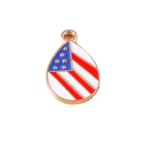 Golden teardrop American flag charm with star-spangled design for DIY jewelry making