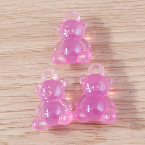 Pink translucent resin gummy bear pendants for DIY bracelets and necklaces jewelry making
