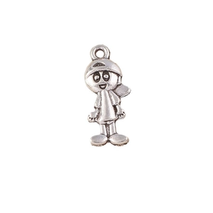 Retro silver cartoon boy alloy pendant for DIY necklaces and keychains accessory