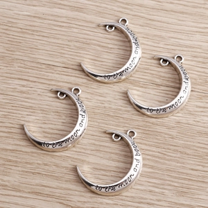 Set of 4 vintage silver crescent moon pendants with to the moon and back engraving
