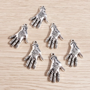 Hamsa Hand of Fatima eye charms in silver alloy for DIY jewelry necklace making