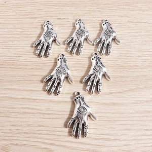 Retro silver Hamsa Hand pendants with eye symbols for jewelry making and DIY accessories