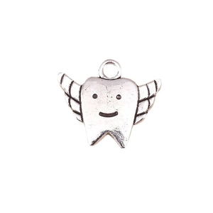 Silver vintage smile wing tooth charms for DIY jewelry making and unique necklace pendants