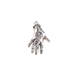 Retro Hamsa hand charms in vintage silver finish for DIY necklace and jewelry making