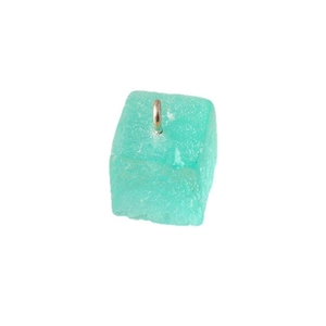Pendentif cube en résine dépolie vert menthe avec anneau en argent pour bijoux DIY