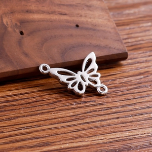 Hollow butterfly alloy pendant connectors in silver for DIY jewelry and necklace crafts