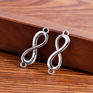 Polished silver infinity link connectors for DIY necklace and bracelet jewelry making