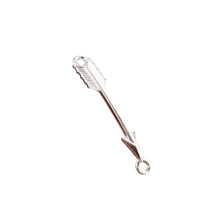 Pendentif flèche minimaliste en alliage argenté avec doubles anneaux pour bijoux DIY