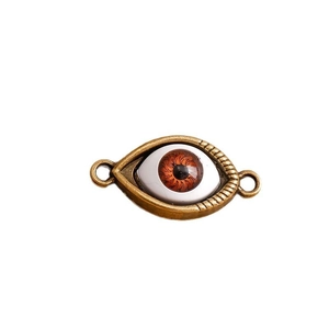 Antique bronze evil eye jewelry charms with realistic brown iris for bracelets