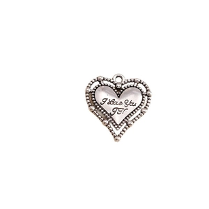 Pendentif cœur vintage avec gravure I Love You pour la création de bijoux DIY