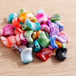Colorful marble pattern curved acrylic loose beads for DIY jewelry and necklace making