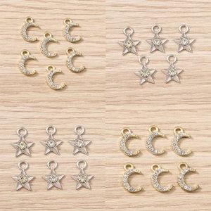Legierung Strass Mond Stern Anhänger Für DIY Schmuckherstellung Zubehör Mode Vergoldet Versilbert Charms Für Halskette