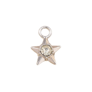 Sternanhänger aus Silber mit funkelndem Strass und Öse für DIY-Schmuckherstellung