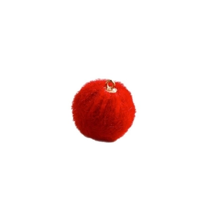 Creative red plush ball pendant with gold metal ring for DIY jewelry and earrings