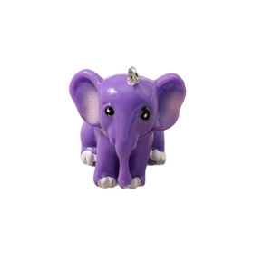 Cute purple elephant resin charm pendant with silver metal ring for jewelry making